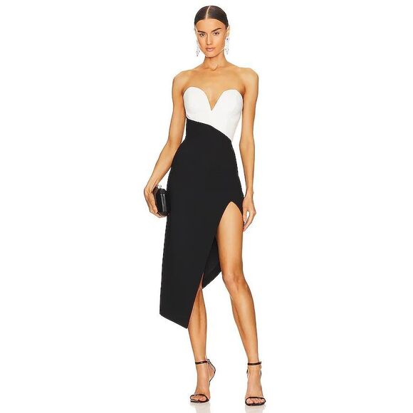 NWT AMANDA UPRICHARD Soiree Dress in Black & Ivory Size XS $260 - Picture 1 of 9
